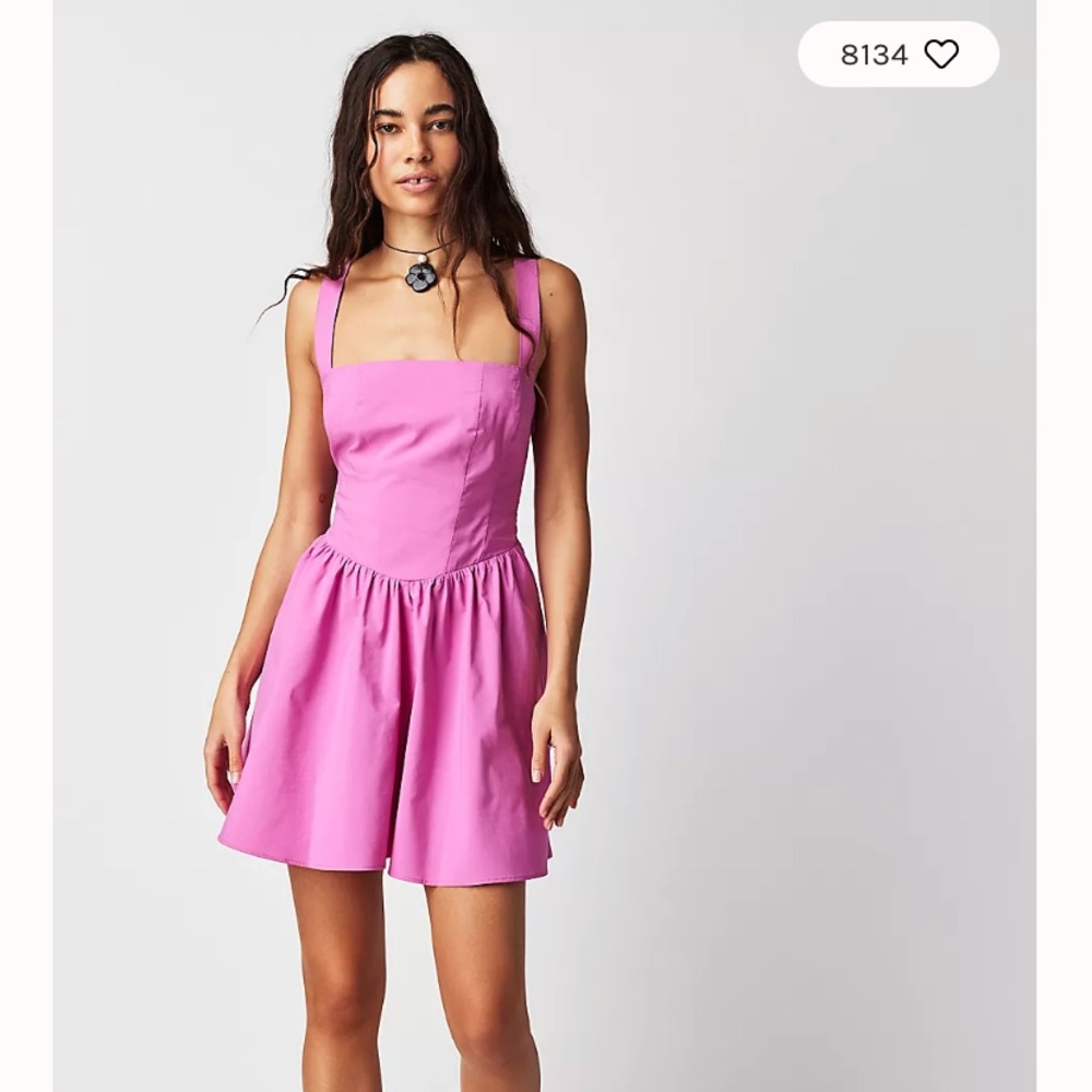 Free People East Side Lace Up Pink Mini Dress